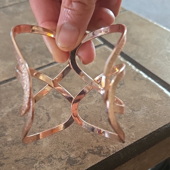 Rose Gold Open Cuff Bracelet - Picture 3 of 10